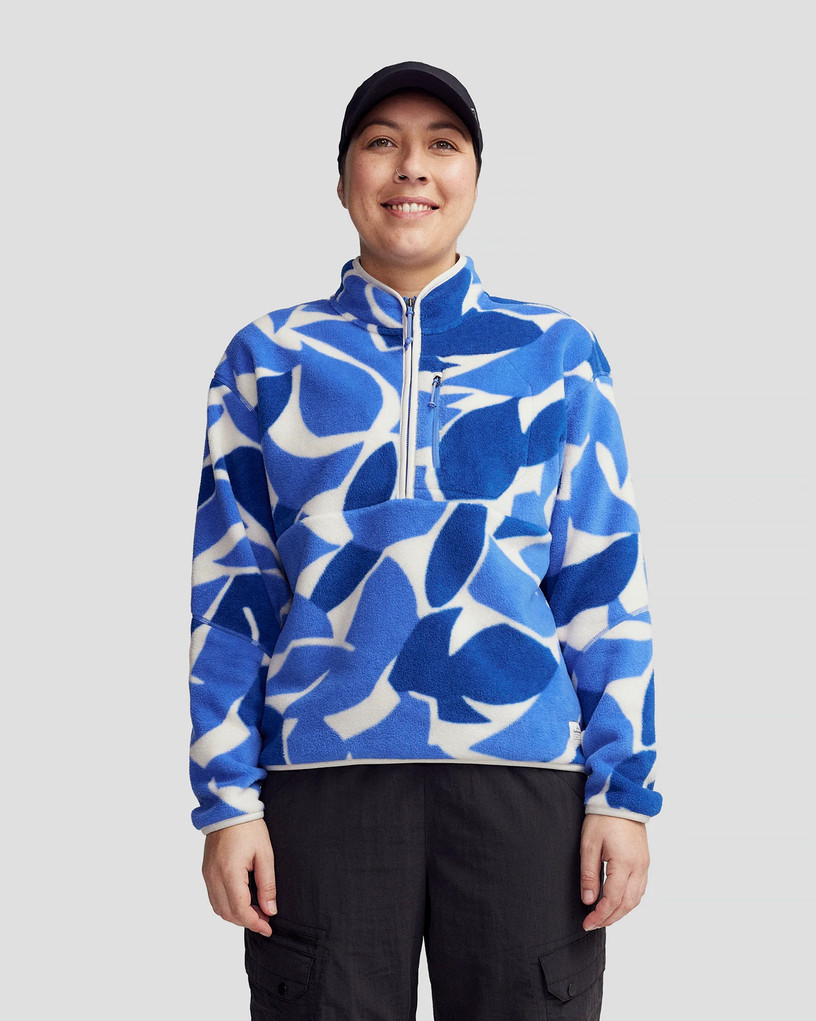 Wmns Trailhead Fleece 1/4 Zip Pullover - Dark Peri Forest Floor Print - Image 7