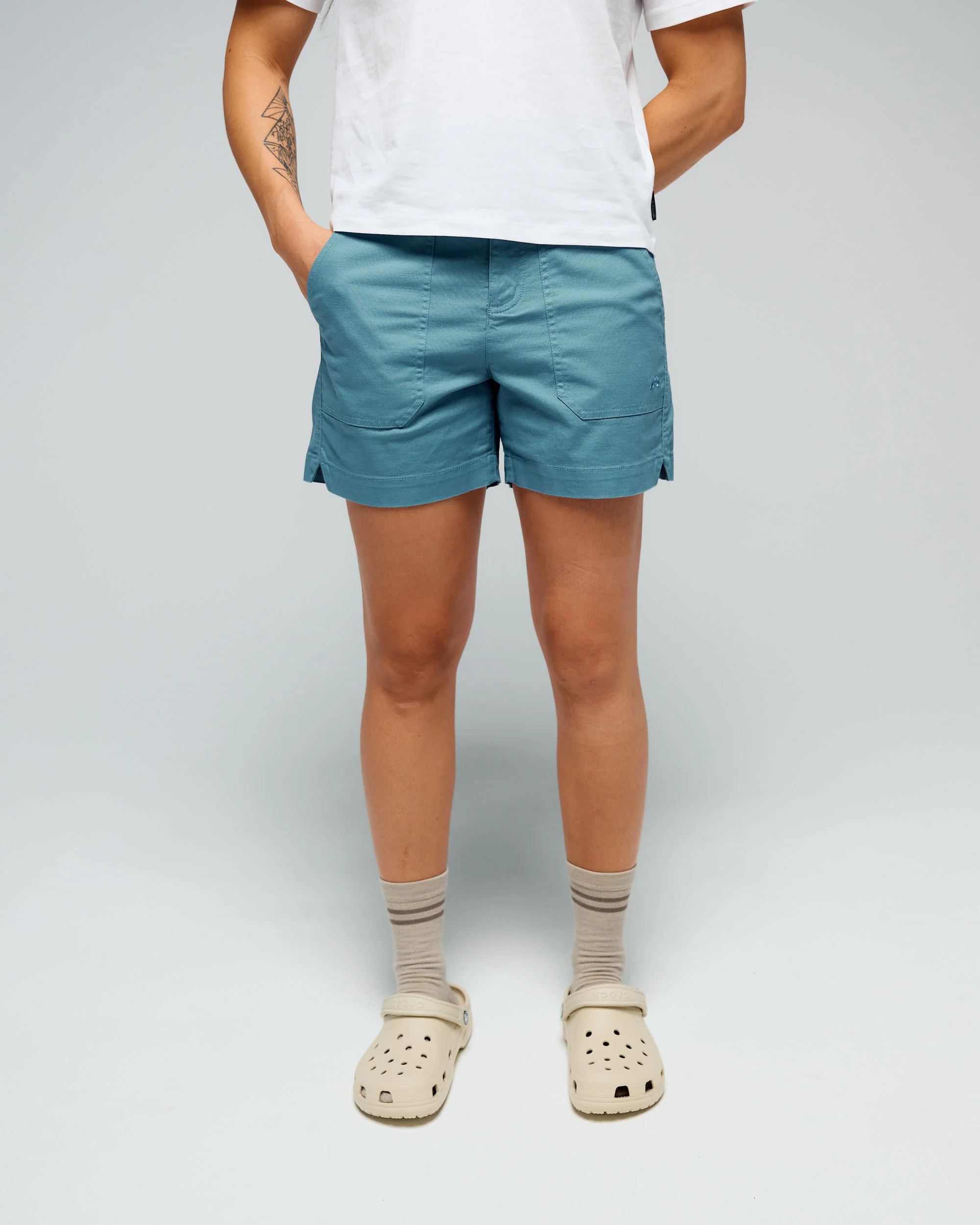 Women’s Weekend Cotton Shorts  -  Washed Blue