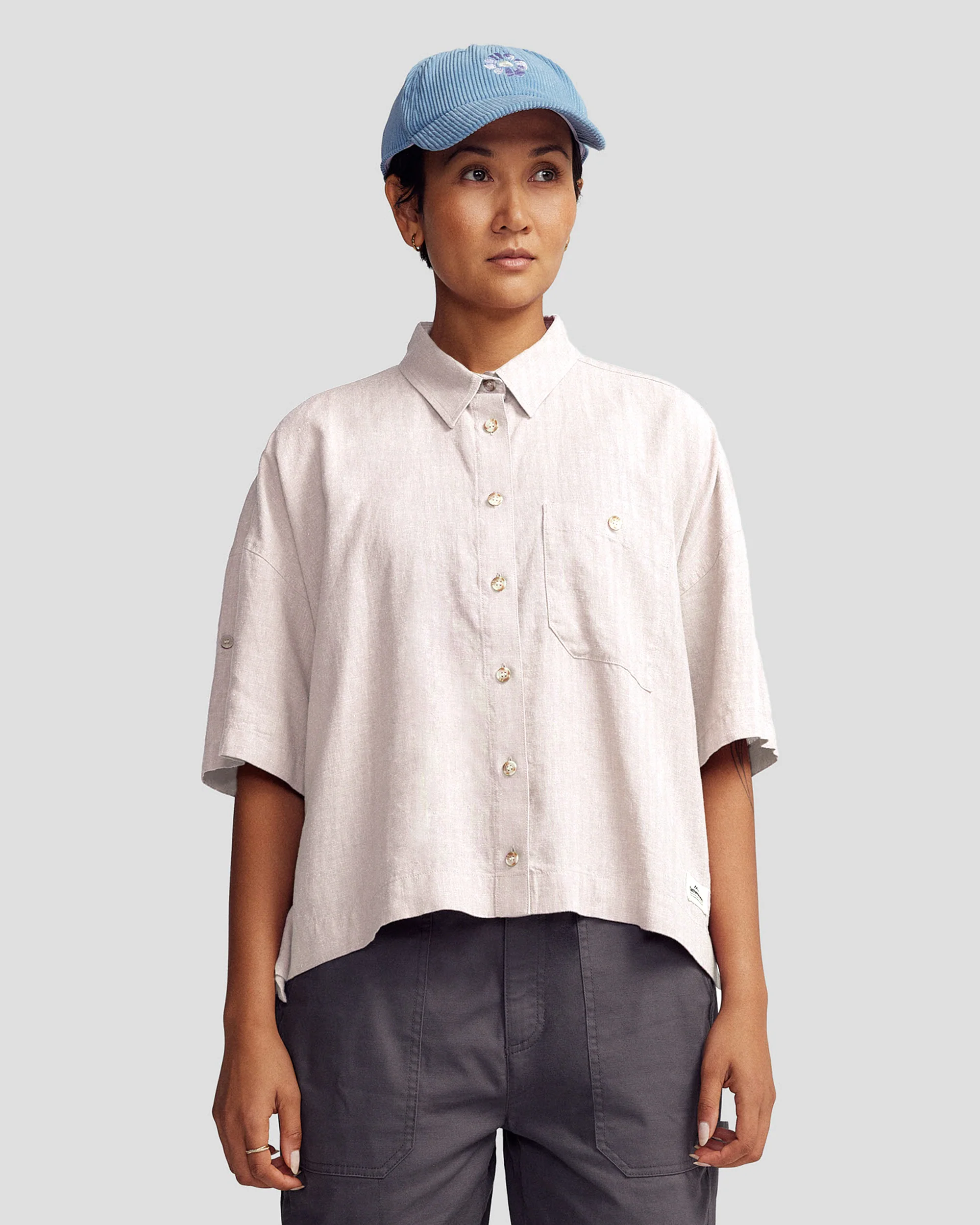 Women’s Weekend Natural Short Sleeve Shirt - Shroom Stripe