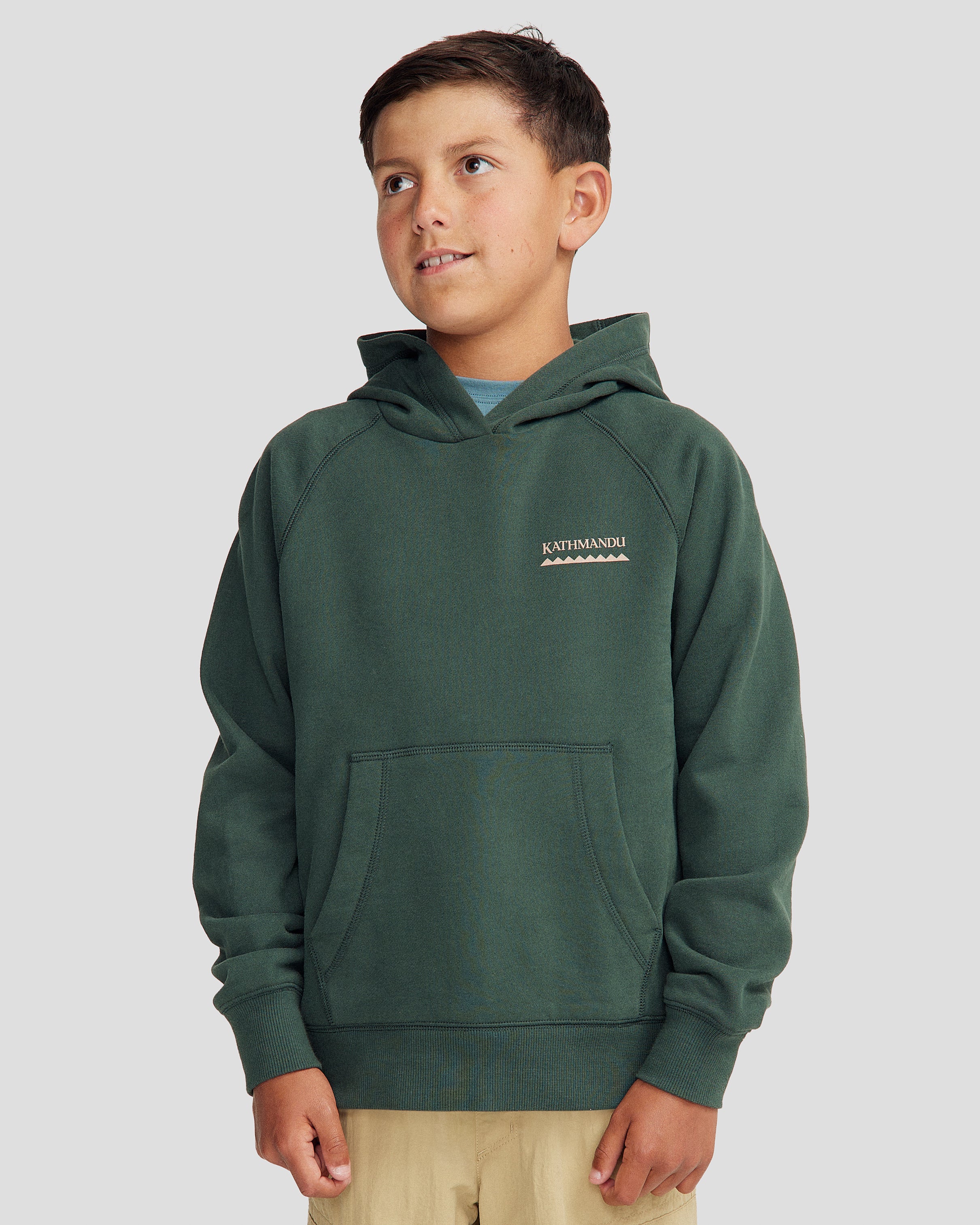 Youth Heritage Logo Brushed Hoodie - Deep Forest